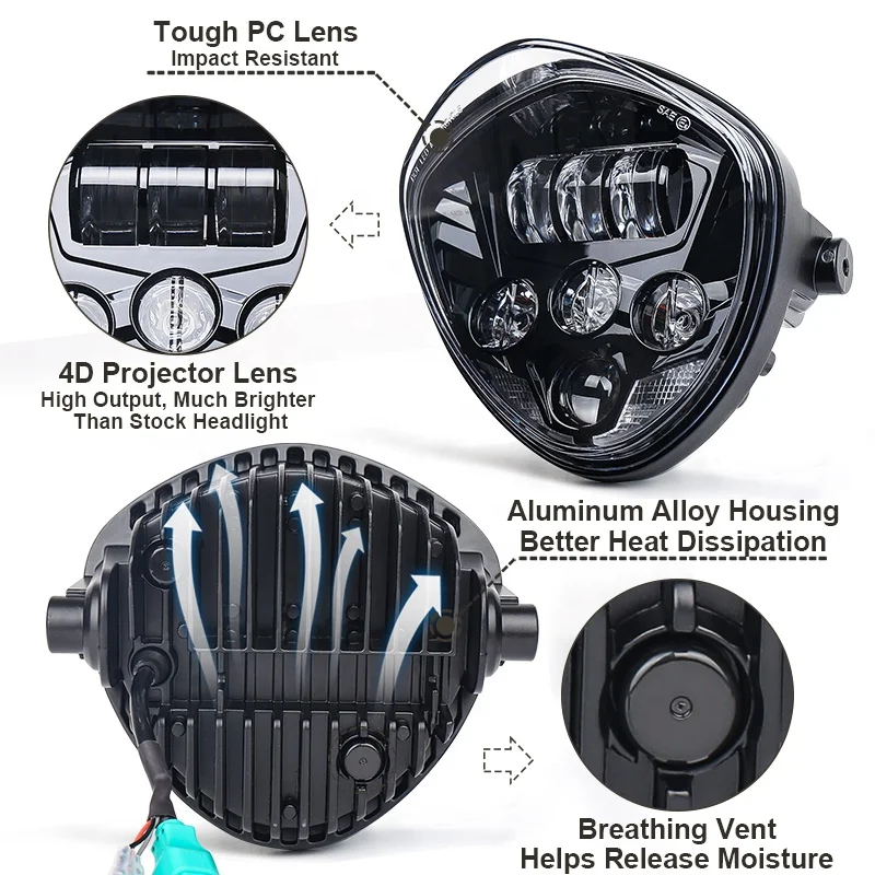 OVOVS 50w Motorcycle Led Headlight with DRL Turn Signal 7 Inch Headlight Assembly for Universal Motorcycles