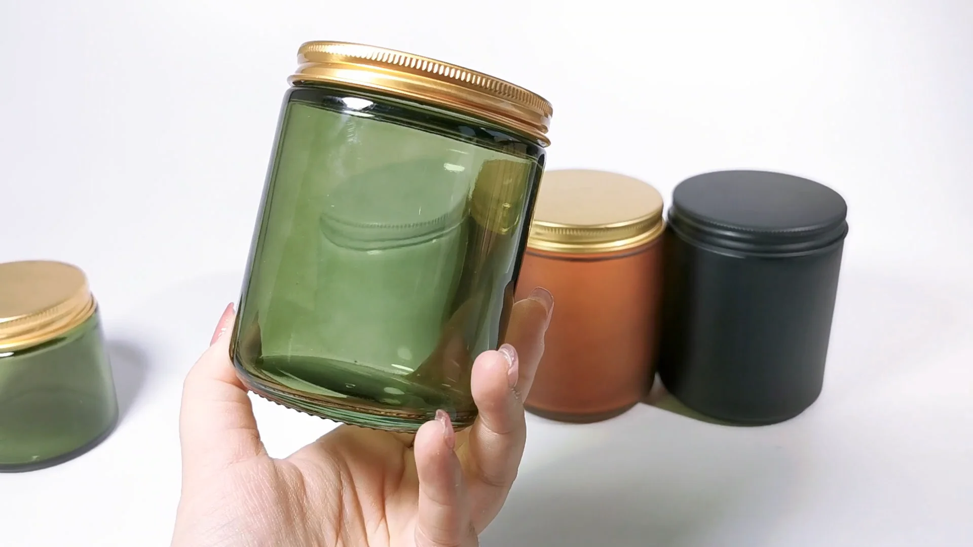 4oz 8oz Green Amber Clear Luxury Empty Straight Sided Glass Candle Jar