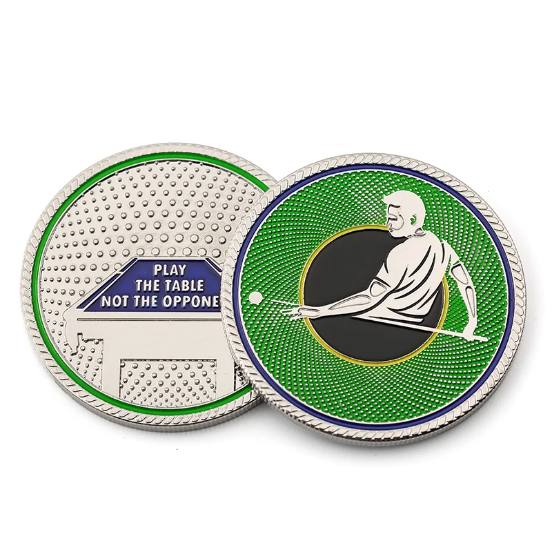 Custom Coins Metal Zinc Alloy Table Sports Challenge Coins Enamel Silver 3D Double Side Snooker Billiards Coins Collections 1