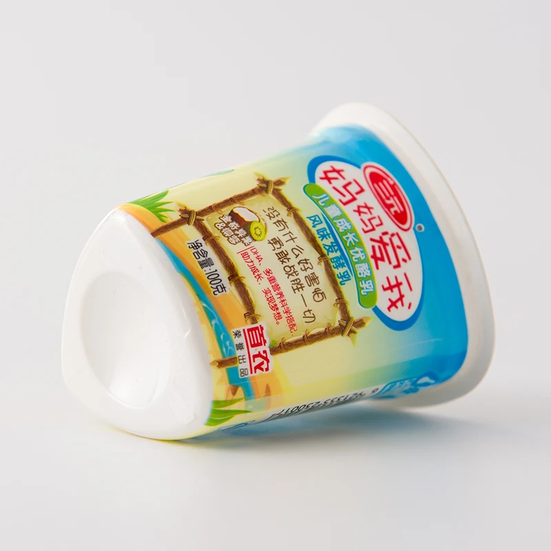 Lucky Time Custom Triangle Food Grade Disposable Shrink Sleeve Label Ice Cream Yogurt Cup Plastic Cups with Lids