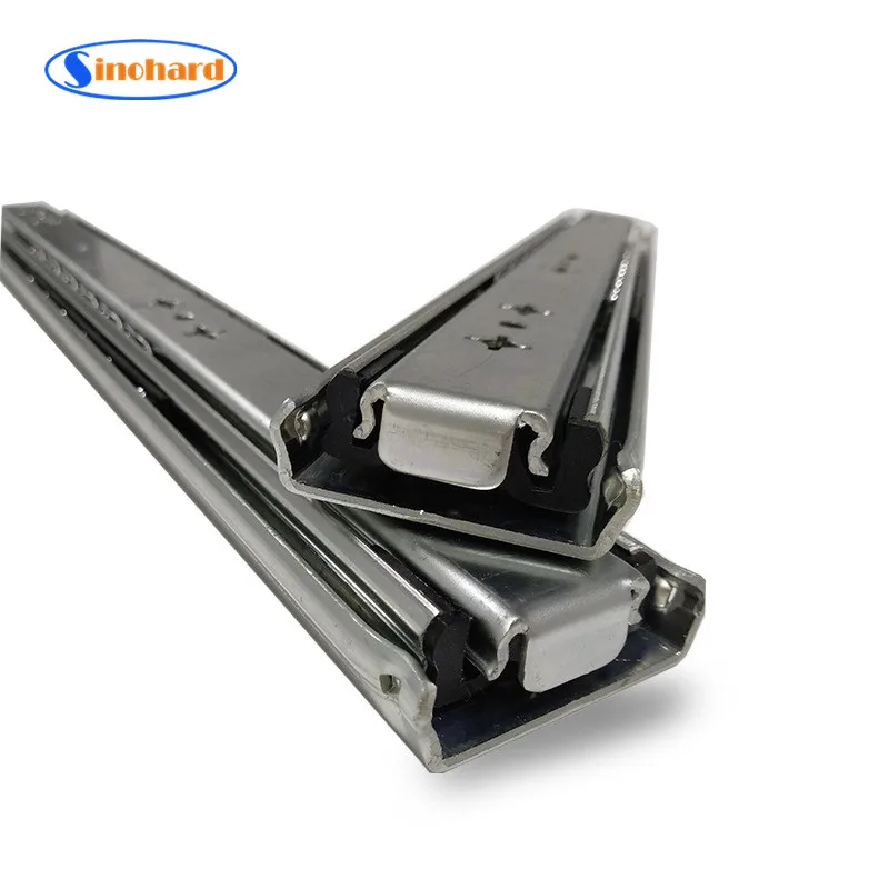 Sinohard Telescopic Rail Triple Extension Drawer Slide Cold Rolled Steel Furniture Hardware