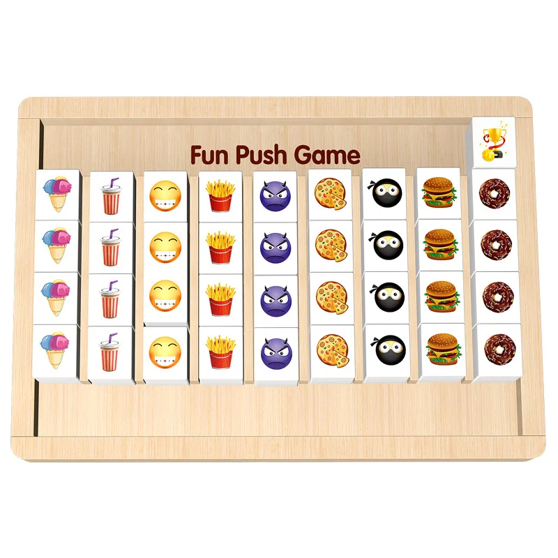 Novelty Wooden Puzzle Game for Kids Wooden Educational Toys Funny Push Games Pattern Pairing Toy for Boys and Girls