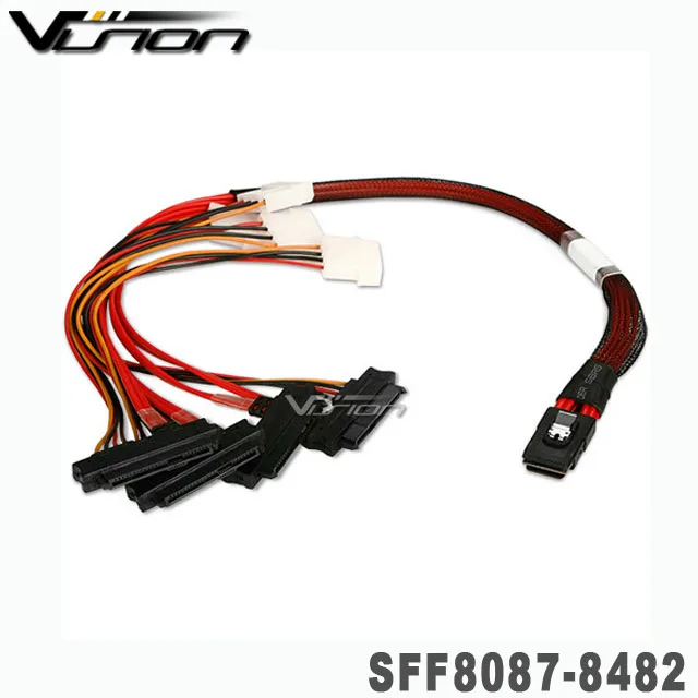 thumbnail image 2 of Mini SAS 36P SFF-8087 To 4 SFF-8482 Connectors With SATA Power Cable – 3FT / 1M 2 of 6