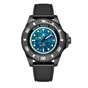 Crystallized Titanium Dial Sellita Automatic Stainless Steel Case Leather Strap Deep Sea Diving Watch for Men