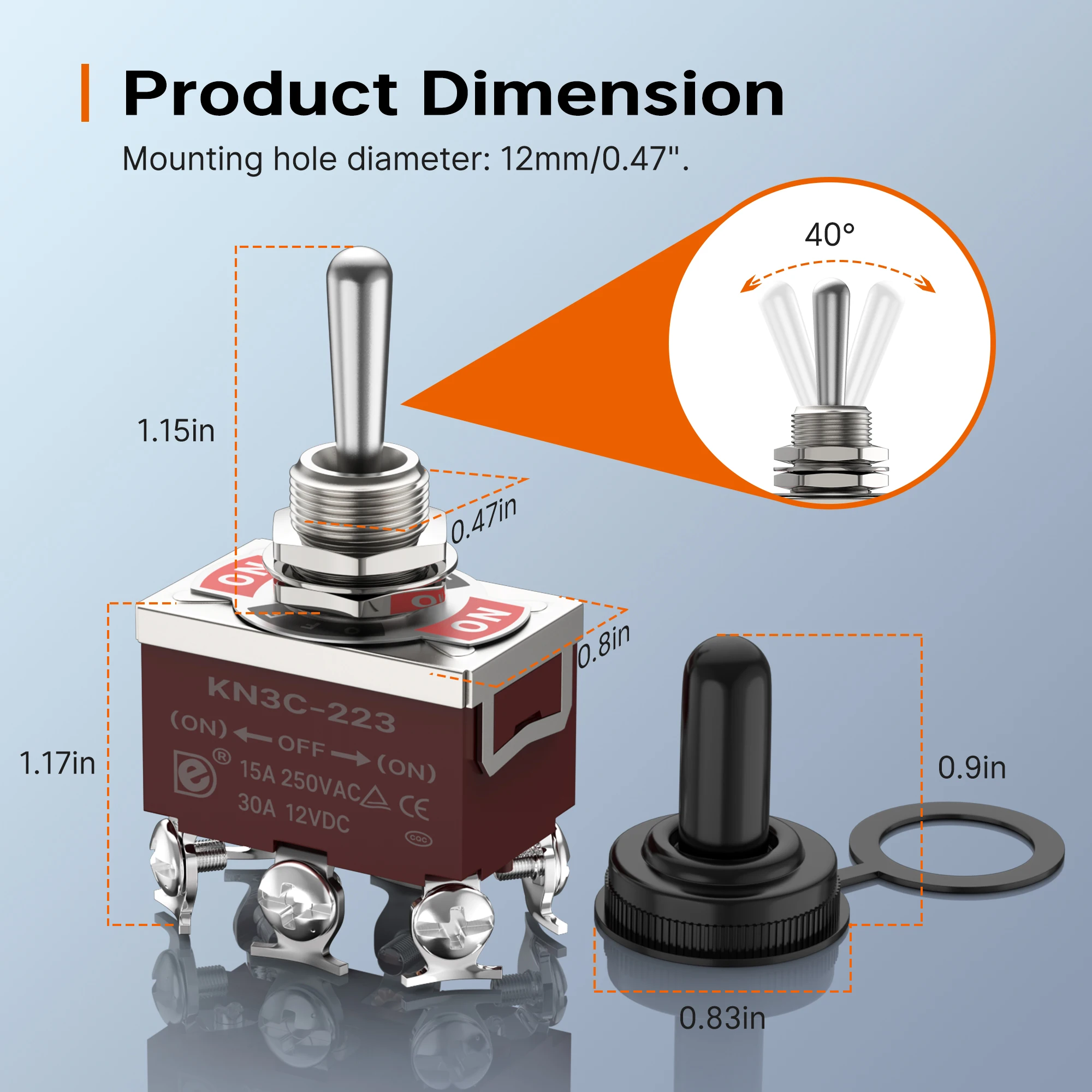 Kn3c223 15a 12mm 6 Pins Toggle Switches Medium (on)off(on) Reset
