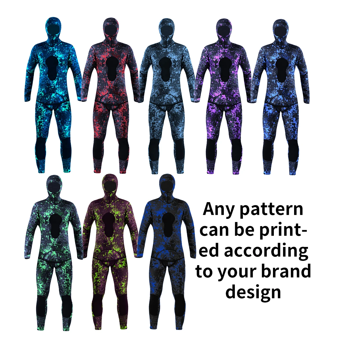 Engros 5 mm 6 mm neopren spearfishing våddragt til mænd høj kvalitet 7 mm med hætte til fridykning trykte varme våddragter