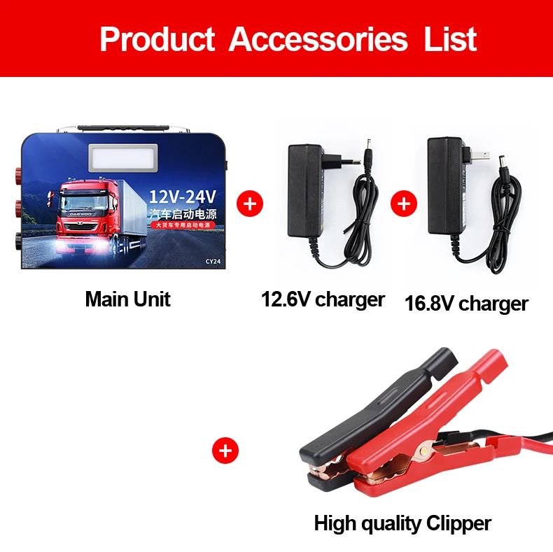 458000mah Big Capacity Truck Jump Starter Heavy Duty Truck 12 24 Volt