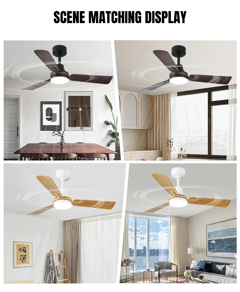 Pure DC Motor Remote Control Best Fans Big Size  Industrial Light Fan Ceiling with Remote Control Smart ABS  Ceiling Fan Light