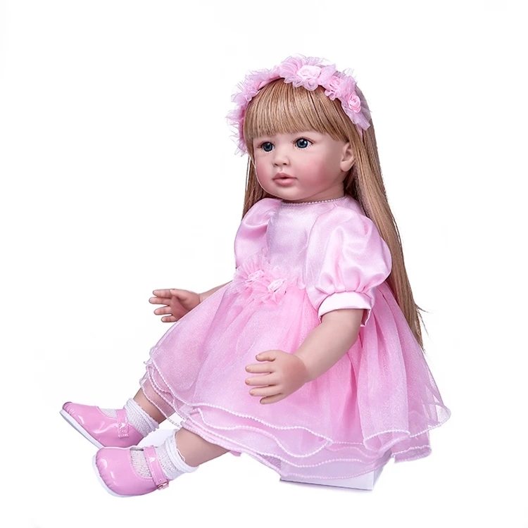 Hot Selling 55 cm Bebe Doll Reborn Toddler Girl Pink Princess Very Soft  Full Body Silicone Beautiful Doll Real Touch Toy Gifts