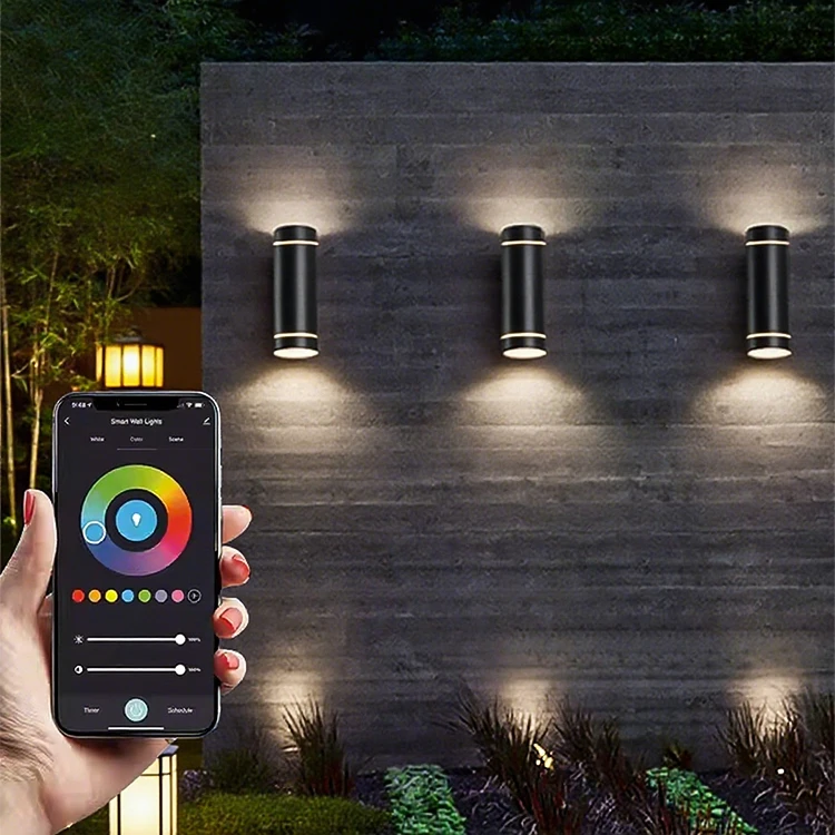 Smart Wifi up and Down LED Wall Lamp Tuya App Dimmable RGBCW Color Changing 20W Waterproof IP65 Outdoor Pool Enclosure Lighting