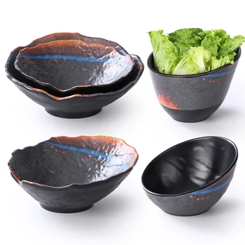 Customized logo manufacturer direct sales sashimi seafood melamine tableware salad bowl plastic plate&bowl soup plate