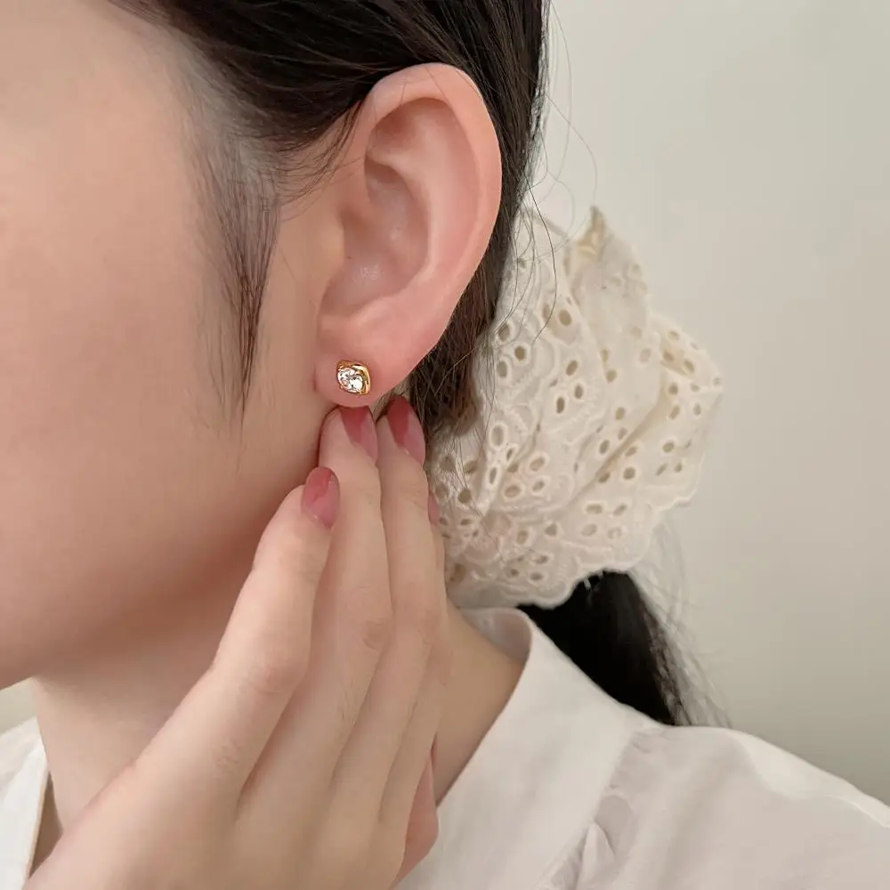 KAKODIY Luxury Gold Plated Earrings 925 Sterling Silver Fine Jewelry Square Stud Earrings detail 1