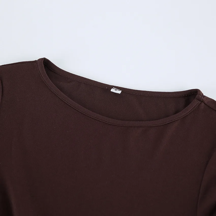2026 Knitted Comfortable Soft Long-Sleeve Pajama Set for Women, Autumn Loose-Fit Brown Elegant Stretchy Ladies' Homewear — detail