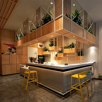 ★ Private Bar Counter Set L-Shaped Home Bar Unit, 3 Tier Liquor Bar Table with Wine Glasses