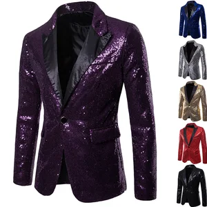 Custom Men Formal Glitters Suit Jackets Sequins Party Button Dance Bling Coats Wedding Party Men Blazer Gentleman Formal Suit