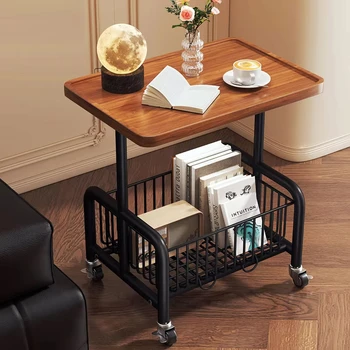 Sofa Side Cabinet Multi Layer Storage Steels Small Bedroom Headboard with Mobility Small Table Smooth Faced Small Coffee Table