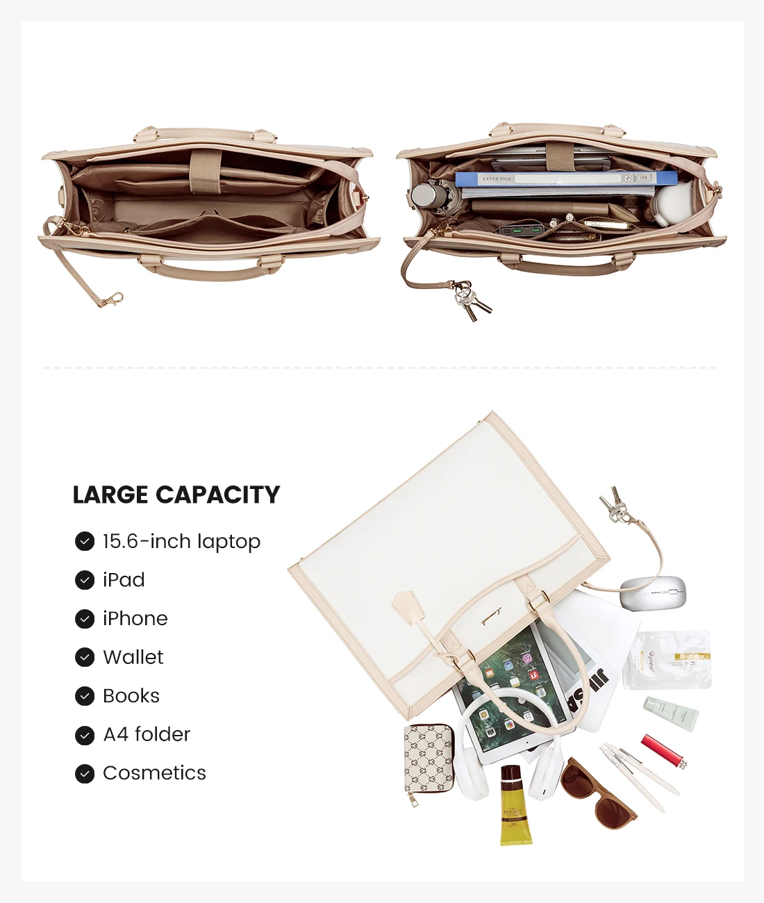 LOVEVOOK OEM Leather Business Work Computer Briefcase Ladies Office Hand Bag Purse15.6 Inches Quality Laptop Handbags for Women