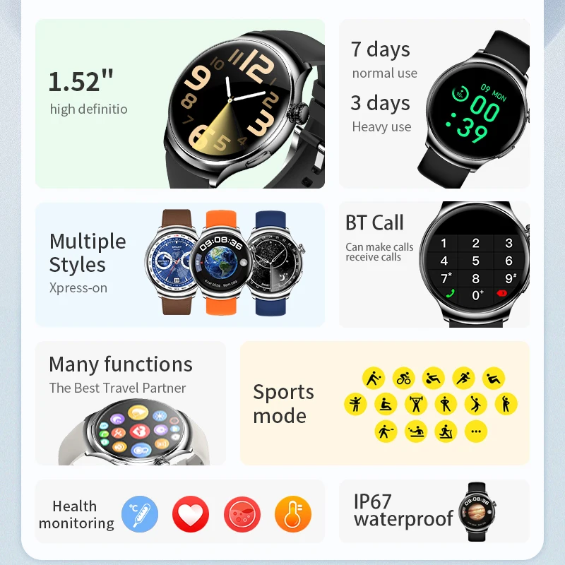 Z93 Pro AMOLED BT Call Reloj Inteligente Round Smart Watch Hombre Montres Intelligente Z93pro Waterproof Men Smartwatch 2024