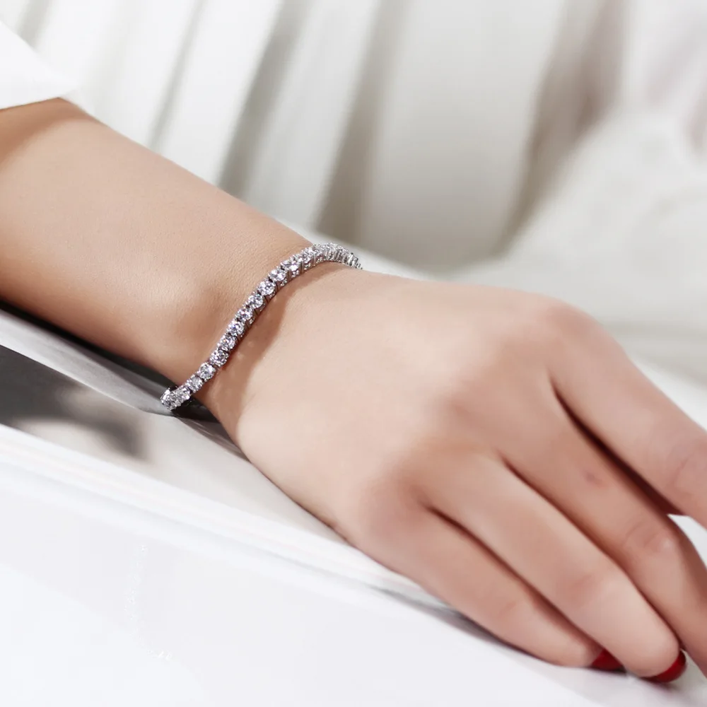 Luxury Tennis Bracelet 【3mm / SILVER】 7inch Tennis 3mm Bracelet Sterling Silver 925 Sparkling