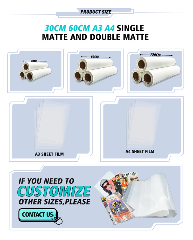 Cowint Digital Printing Instant Hot Peel 60cm 5 Coating Layers Transfer Pet Film Dtf Double Matte Face Film Roll 40 cm