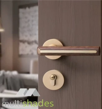 Modern Design New Fashion Aluminium Zinc Alloy Rose Double Color Interior Wooden Art Handles Door Handle for Home Hotel Office