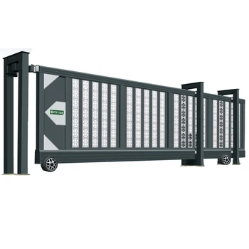 Outdoor Aluminum Electric Retractable Gate Wireless Controlled Section Sliding Entrance Door
