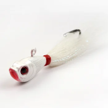 2oz 56G Tackle Mylar Series Bucktails Pearl White Metal Jig Head with Deer Hair Hand Tied – Metal Jig – view 3