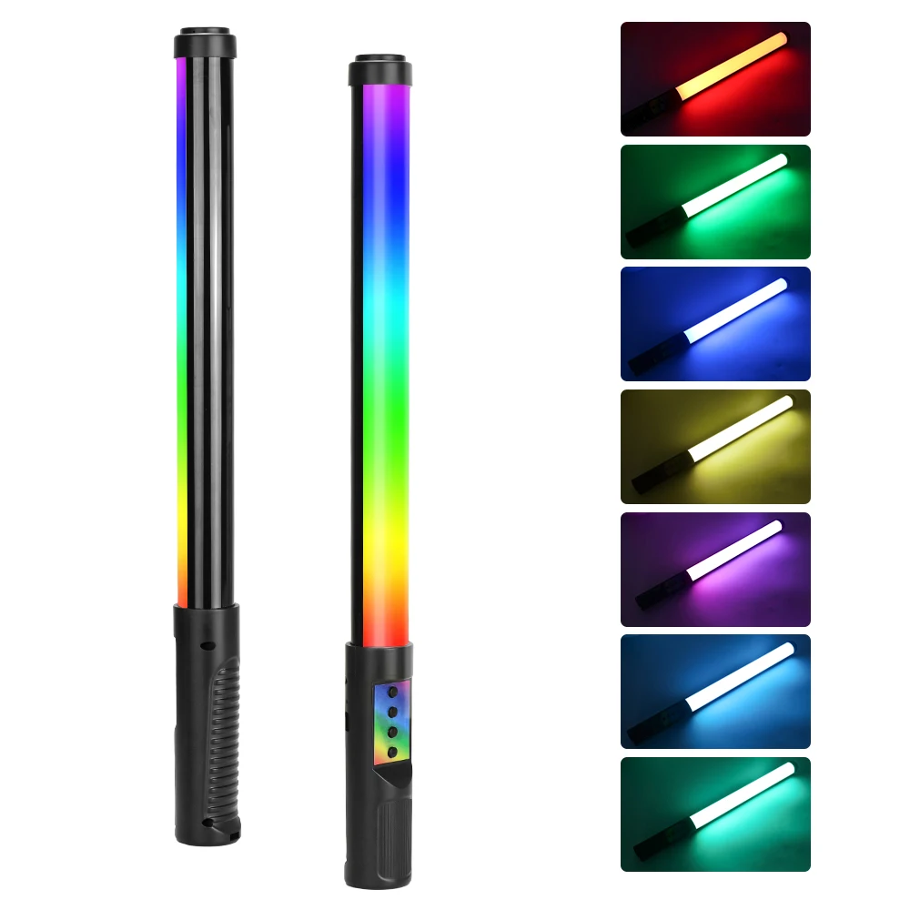 Video RGB LED Bar Portable Handheld Tube Light Wand Remote Control Webcam Lighting 205LM 8W RGB Photography Light Stick