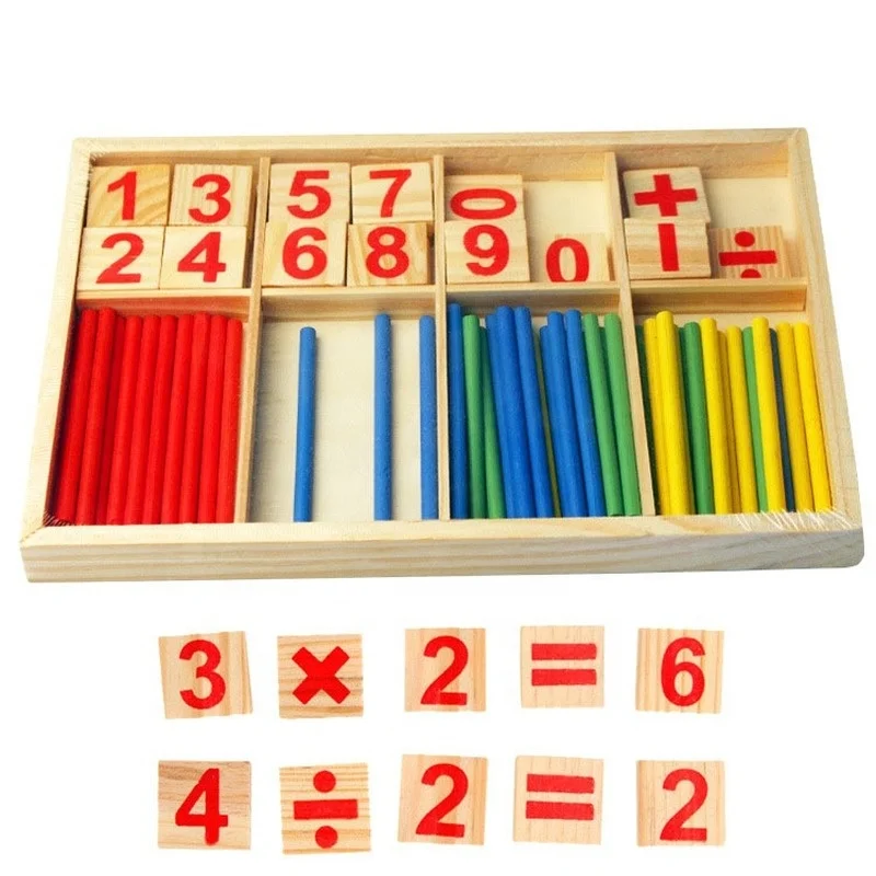 Wooden Count Bar Sticks Digital Learning Box Kids Mathematics Calculation Arithmetic Game Early Educational Toys For Child