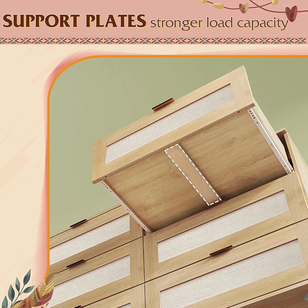 product nu deco mh25726 modern wood dresser 6 drawers 4724 wide gold metal handles tv stand 55 tv storage cabinet bedroom-5