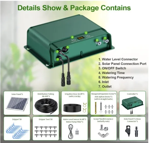 Automatic Irrigation System Plant Watering System Kit Solar Power Irrigation System for the Balcony Plant Bed and Green Home