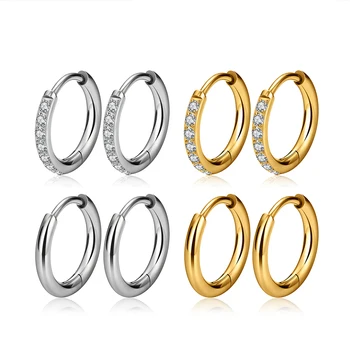 2PCS G23 Titanium Earring Hoop CZ Hinged Segment Round Nose Ring for Women Ear Tragus Cartilage Helix Daith Piercing Jewelry