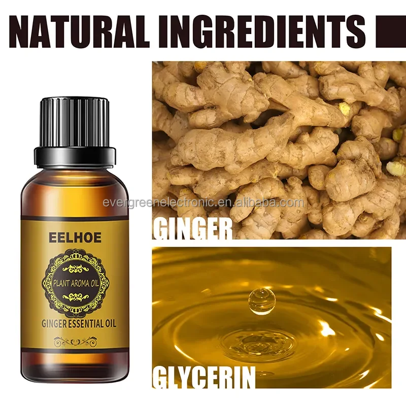 10/30 ml pure ginger essential oil slimming ginger belly drainage oil for fat weight loss