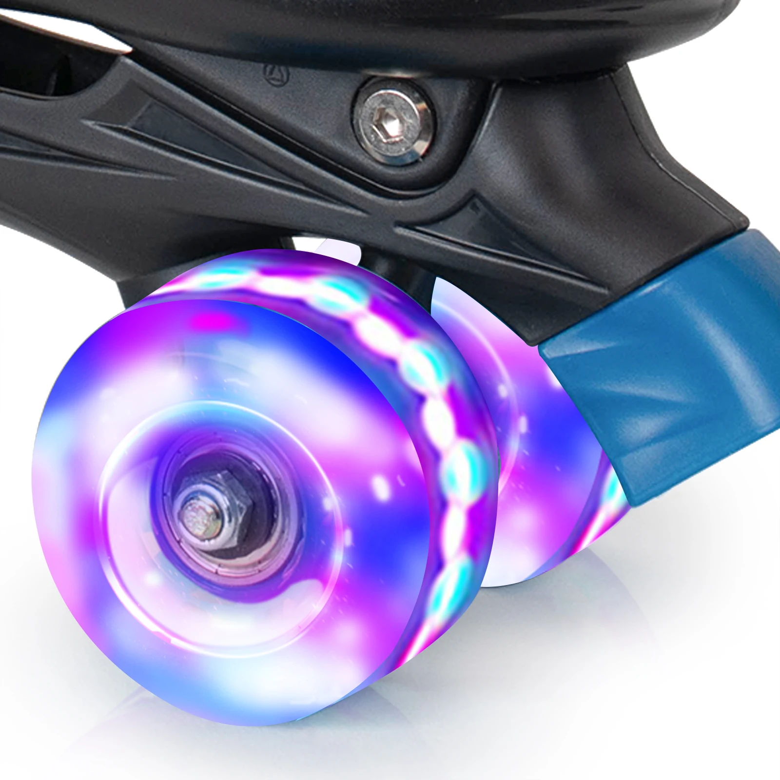 Usa In Stock Oem Customized Blue Color Adjustable Flashing Quad Roller  Skates Shoes For Boys Girls - Buy Women Men Quad Roller Skates With Light  Up 