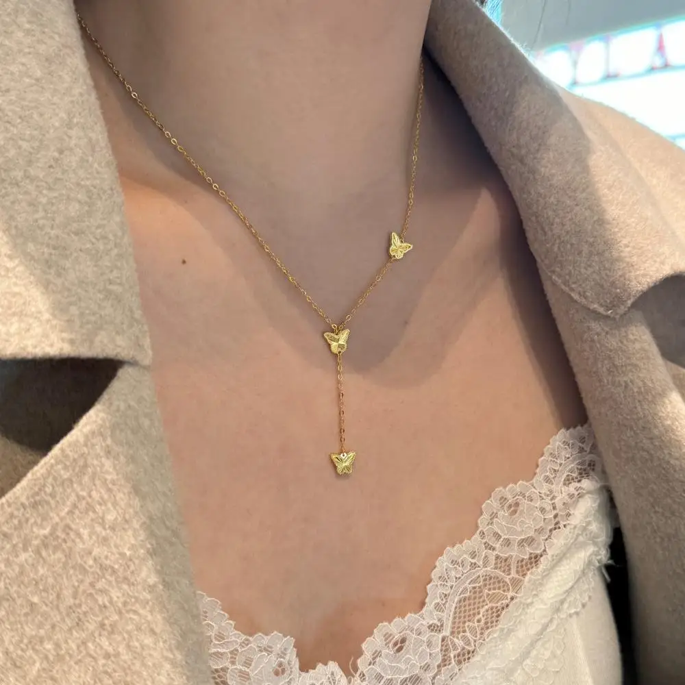 KAKODIY new 925 sterling silver jewelry gold-plated tassel butterfly forest necklace for women detail 7