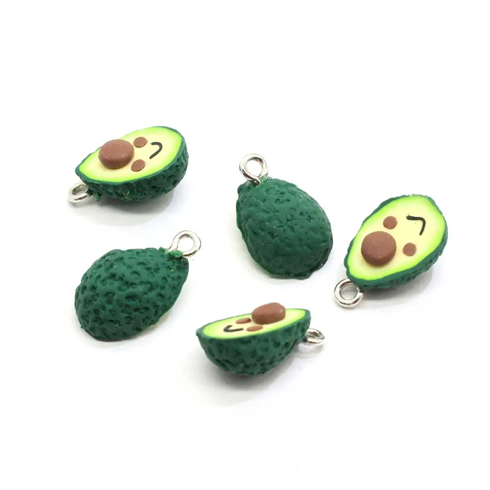 15mm Avocado Polymer Clay Beads for Handmade Craftwork Decoration Fruit  Slice Earring Key Chain Ornaments DIY Craft Charms