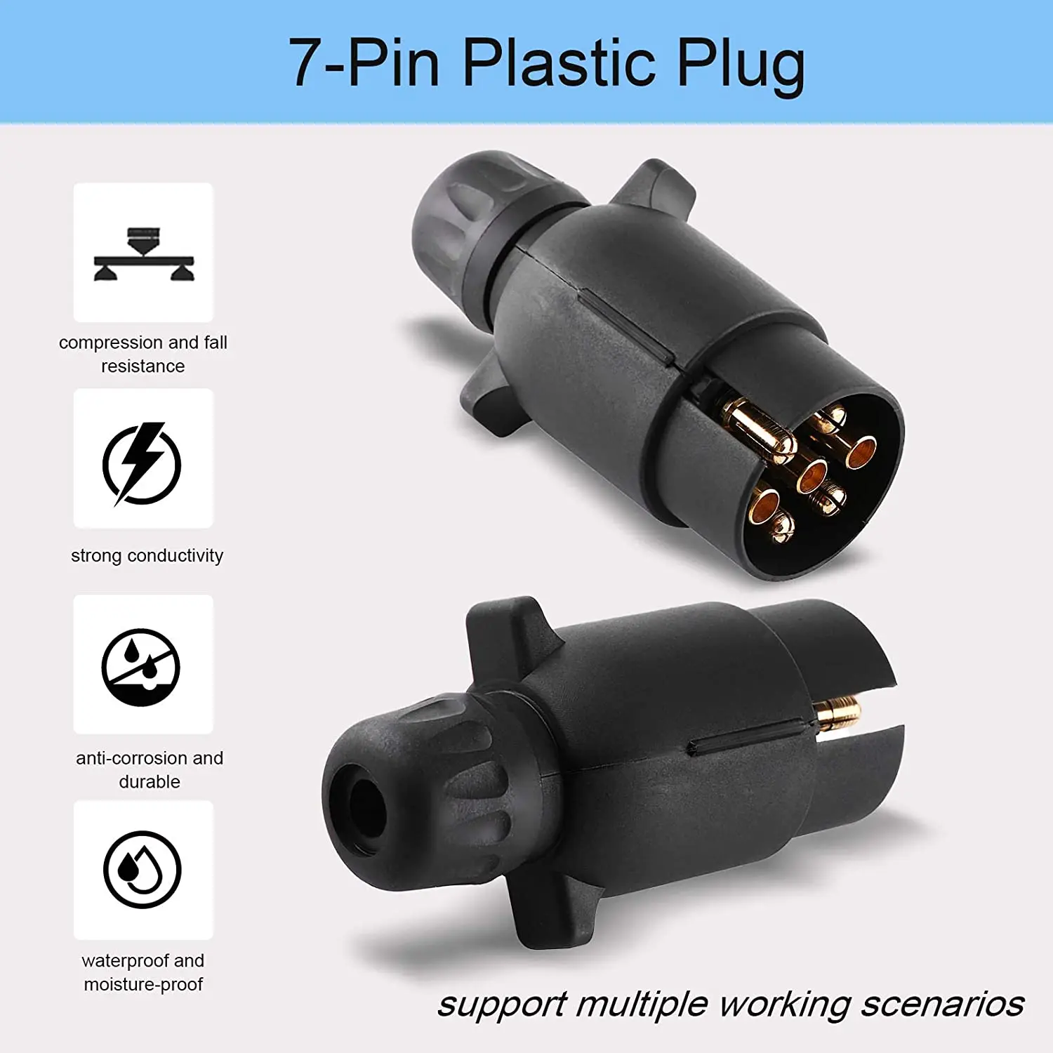 Adattatore Spina Per Rimorchio 12V 7 Pin Tipo N | Connettore Elettrico In Plastica Per Roulotte E Caravan - 2