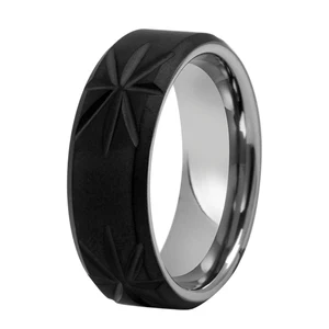 Two Tone  Comfortable Fit 8mm Brushed Tungsten CNC Ring Wedding Band Men Jewelry Rings