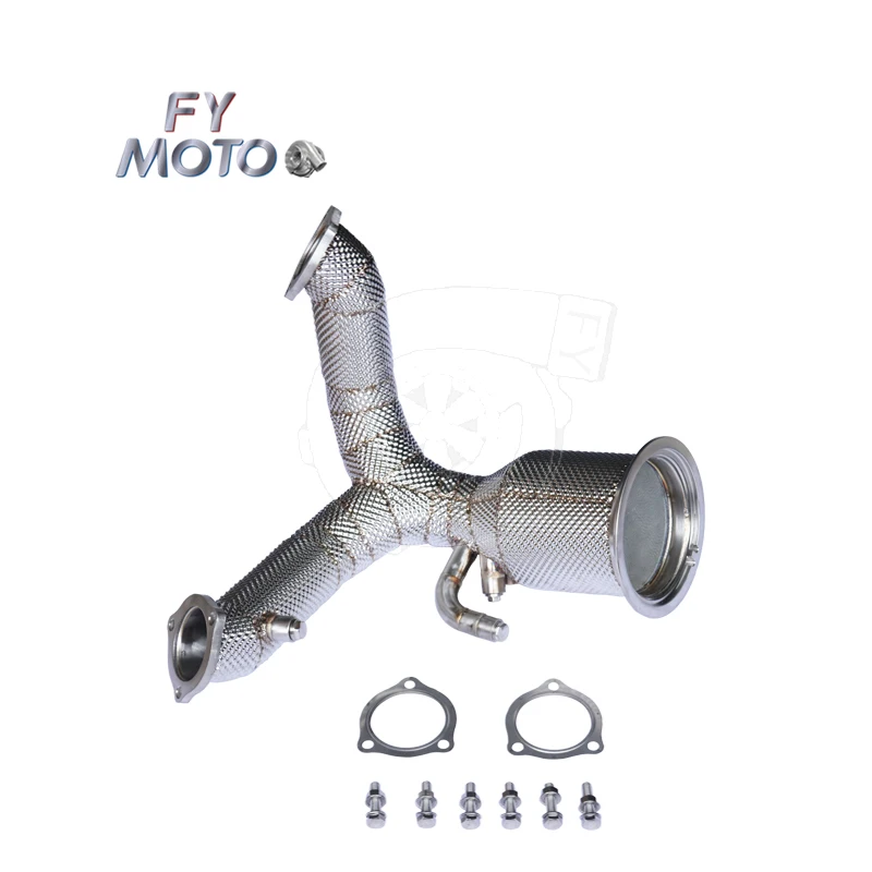 Exhaust Catted Downpipe For Porsche Cayenne 3.0T 2019-2023 With Heat Shield