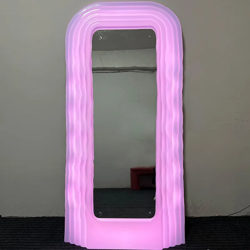 2024 Wholesale Indoor Home Diy Decoration LED Mirror Shop Decoration Home Decoration Floor Mirror Creative Wave LED Mirror