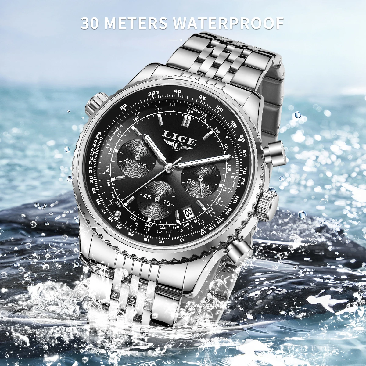 LG89216 Simple Business Chronograph - Luxury Stainless Steel  display picture 1