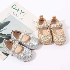 Spring Autumn Bling Glitter Material Princess Toddler Baby Girl Shoes