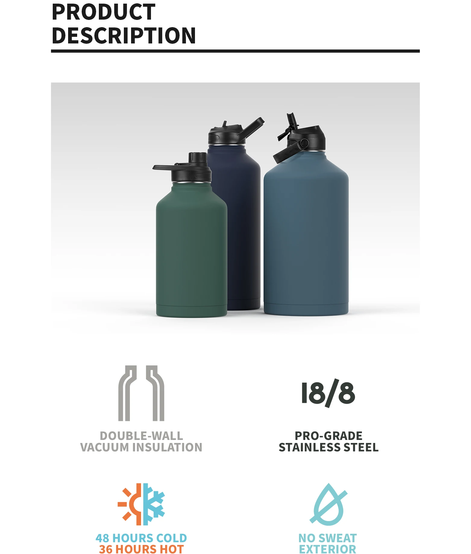 1 Gallon Vacuum Bottle Flask Drink Water Cooler Jug Insulated Stainless