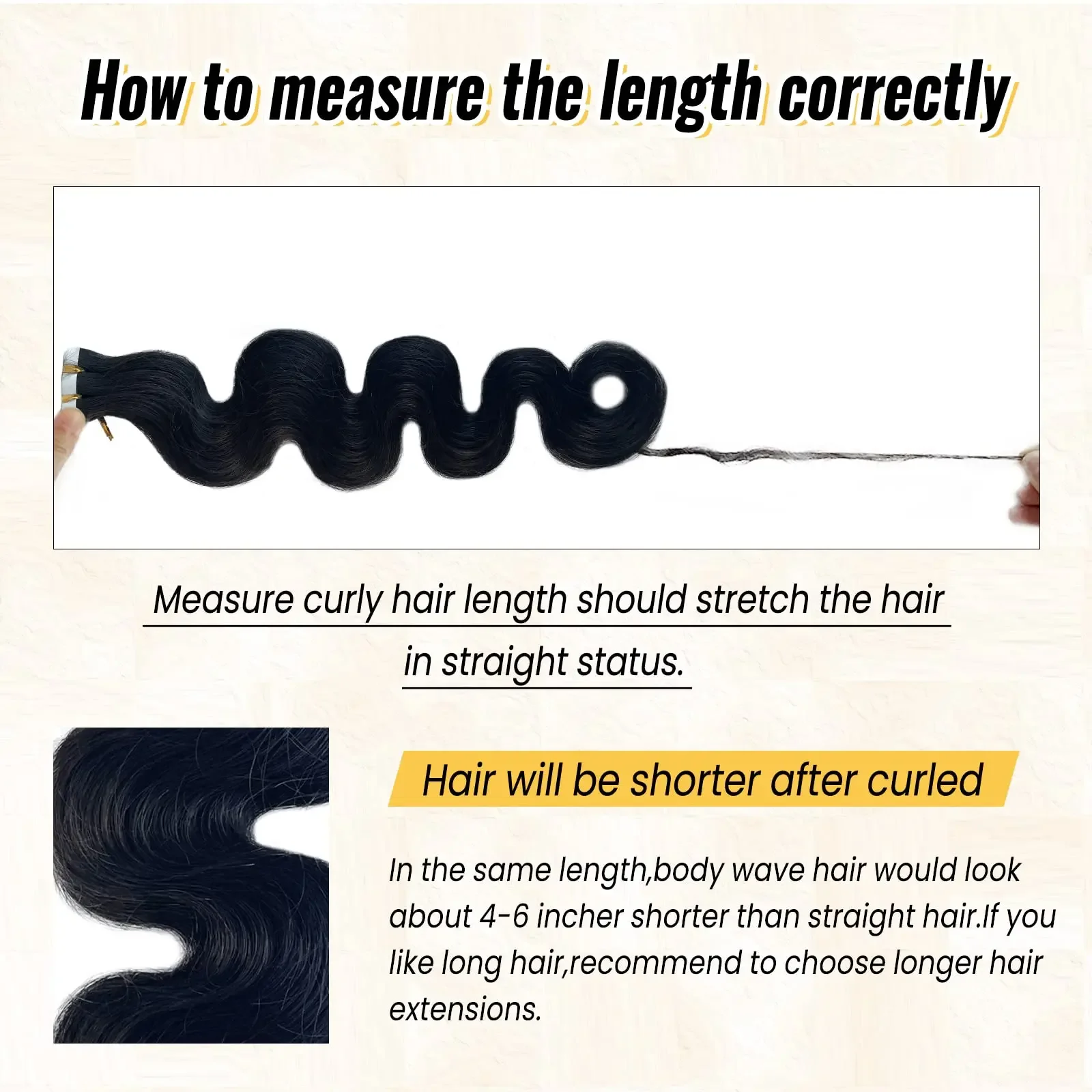Fita Body Wave em extensão de cabelo humano cor natural Remy trama adesiva alta qualidade #1B para salão_voghion.com