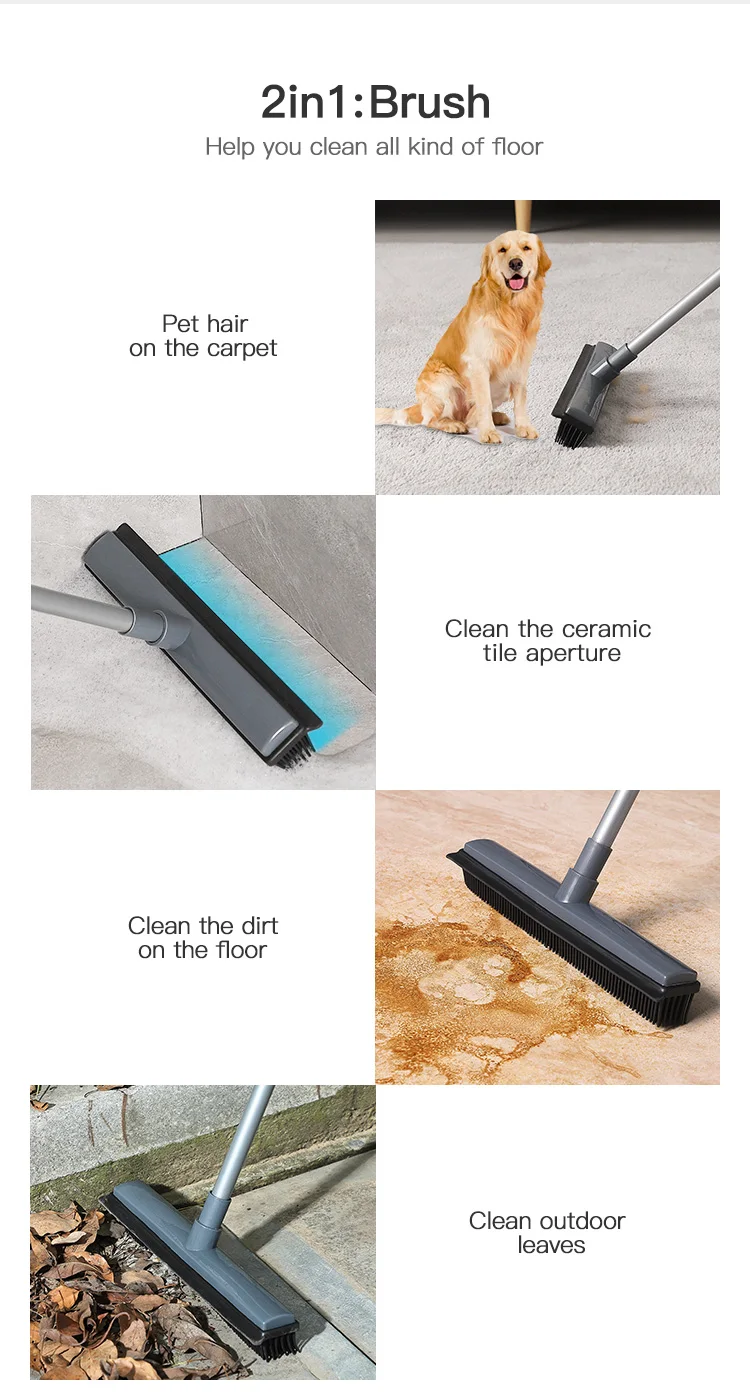 Jesun Tpr Rubber Clean Carpet Broom Carpet Rake Removal Pet Hair With ...