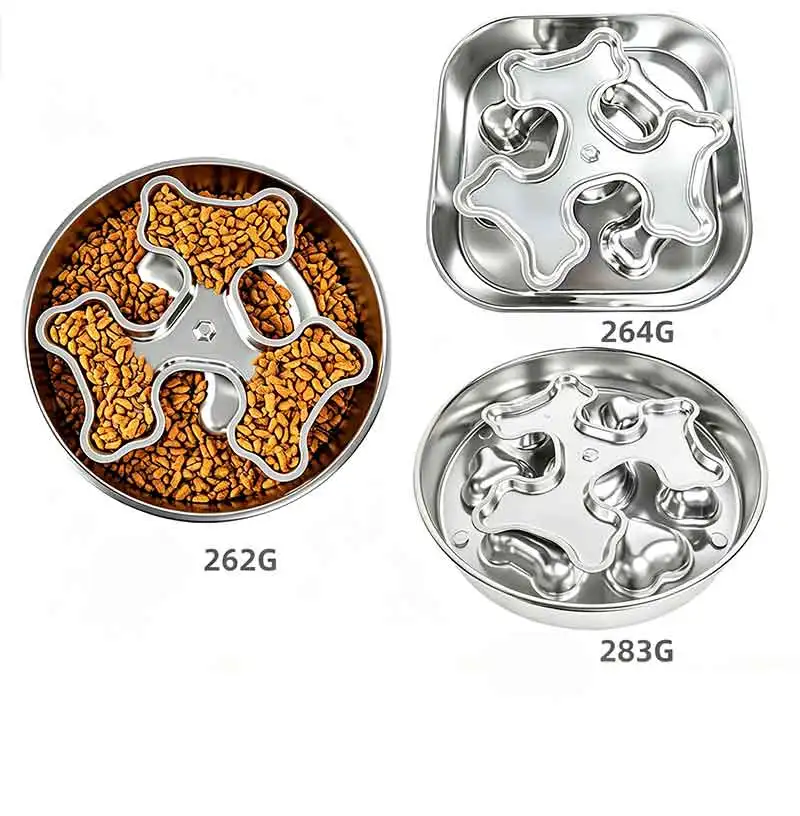 product stainless steel spiral slow feeder pet bowl anti slip anti tip over dog cat feeding bowl for teddy golden retriever-3