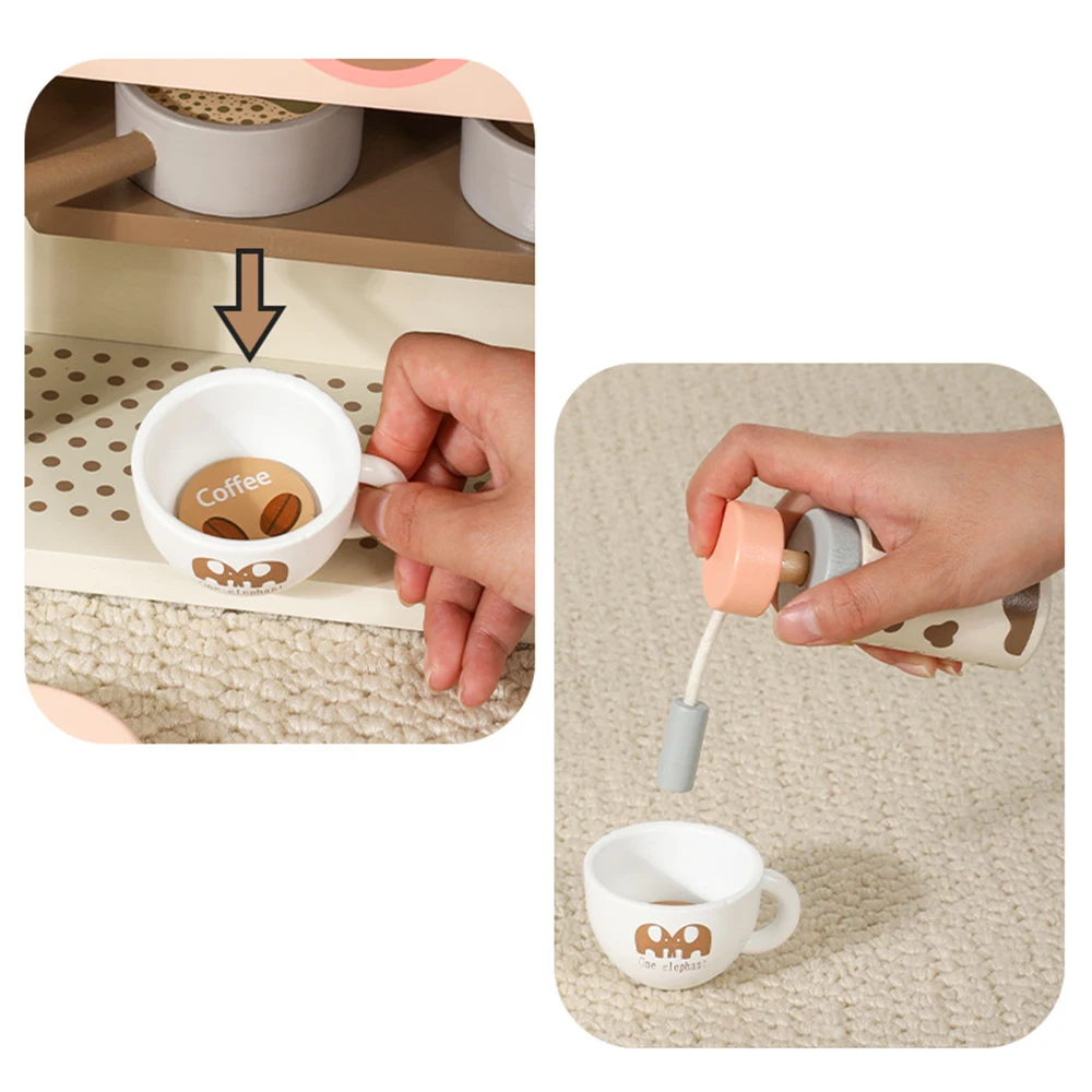 Wholesale Kids Coffee Machine Play Set Montessori Educational Wooden Toys Wooden Espresso Machine Play Set
