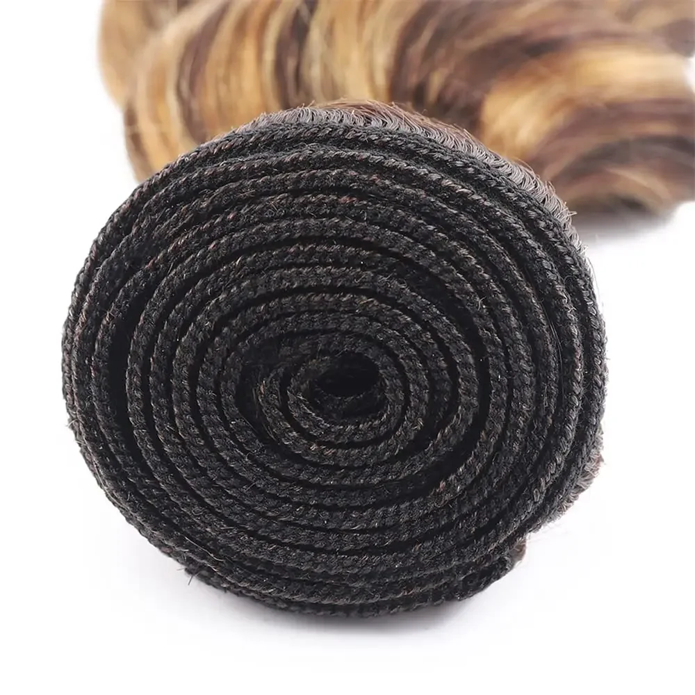 P4/27 Body Wave Bundles 100% Human Hair Brown Ombre Extensions Women_voghion.com