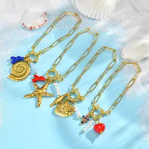 Factory Custom Women Starfish-shaped Chain Charm Bracelets Stainless Steel Jewelry Bracelets