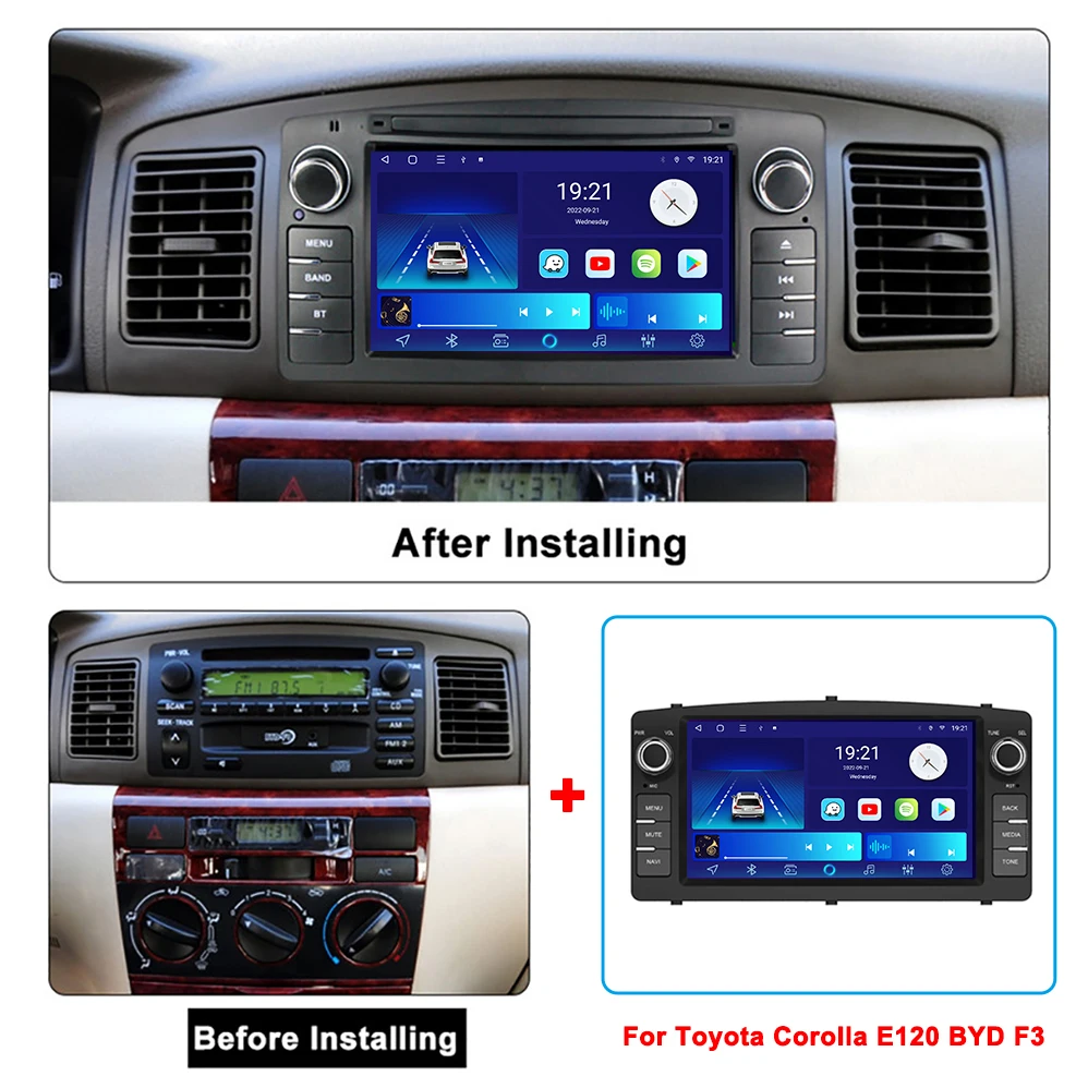 Autoradio Android 2 Din Per Toyota Corolla E120 E BYD F3 - 7 Pollici, CarPlay, Android Auto, Telecamera - Foto 10